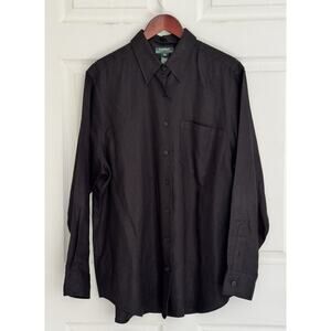 Lauren Ralph Lauren Womens Size 16W Black Linen Button Down Shirt Blouse Tunic